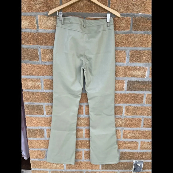 MOTEL ROCKS ZOVEN FLARE TROUSER IN PU GREEN medium - Picture 5 of 7